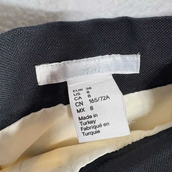 H&M Linen Blend Asymmetrical Skirt Cream and Black Stripe Size 8 - Picture 6 of 7
